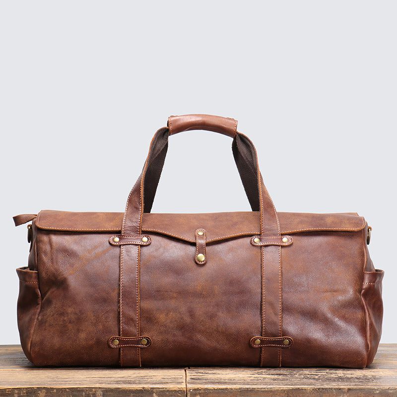 Vintage Læder Duffeltaske Herre Weekender