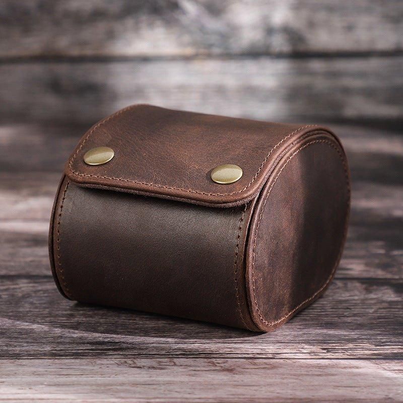 Vintage Læder Single Watch Roll Case Til Mænd