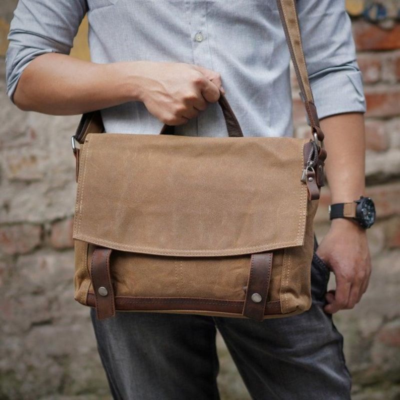 Vintage Messenger Bag Canvas Crossbody Til Mænd