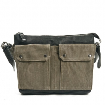 Vintage Voks Lærred Messenger Bag Colorblock