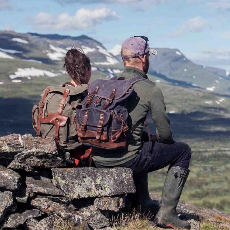 Vintage Voksbehandlet Kanvas Rygsæk Vandtæt Til Mænd