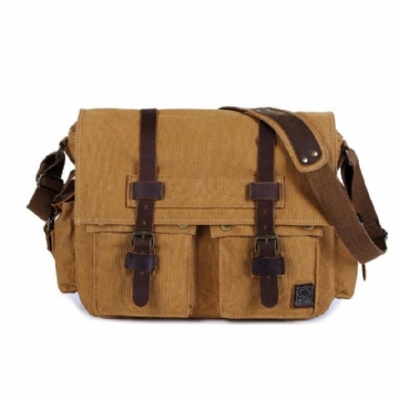 Voksbehandlet Lærred Messenger Bag Laptop Herre