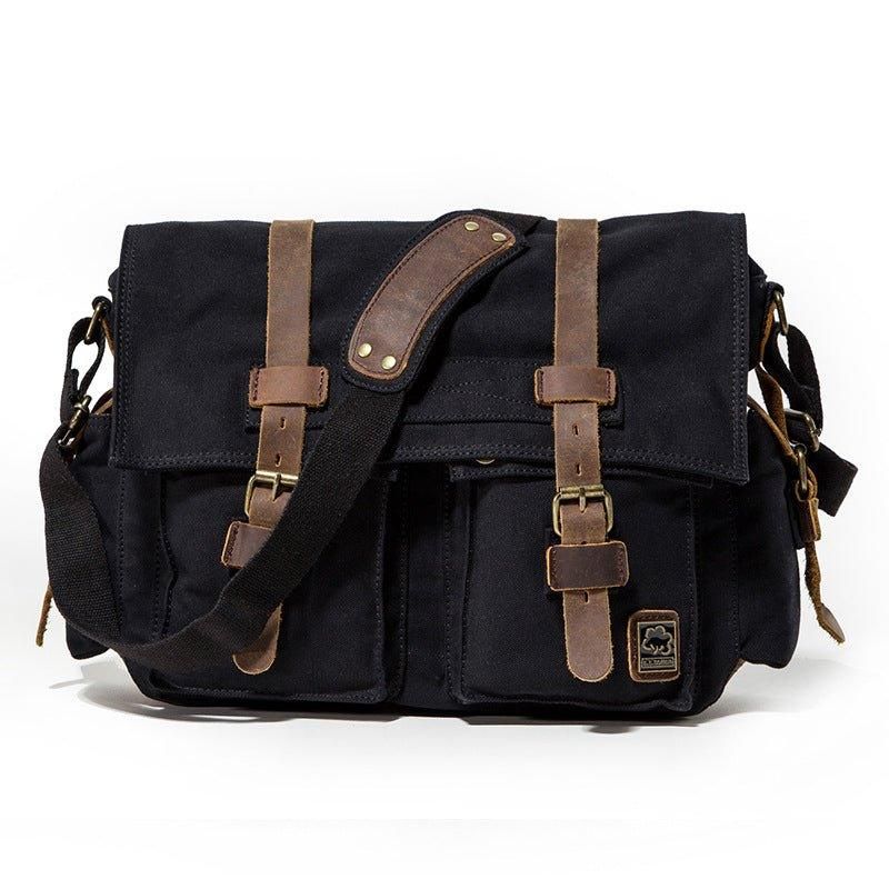 Voksbehandlet Lærred Messenger Bag Laptop Herre