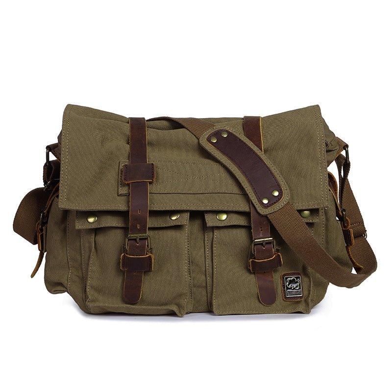 Voksbehandlet Lærred Messenger Bag Laptop Herre